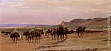 Dans Paintings - Caravannes de sel dans le desert by Eugene-Alexis Girardet